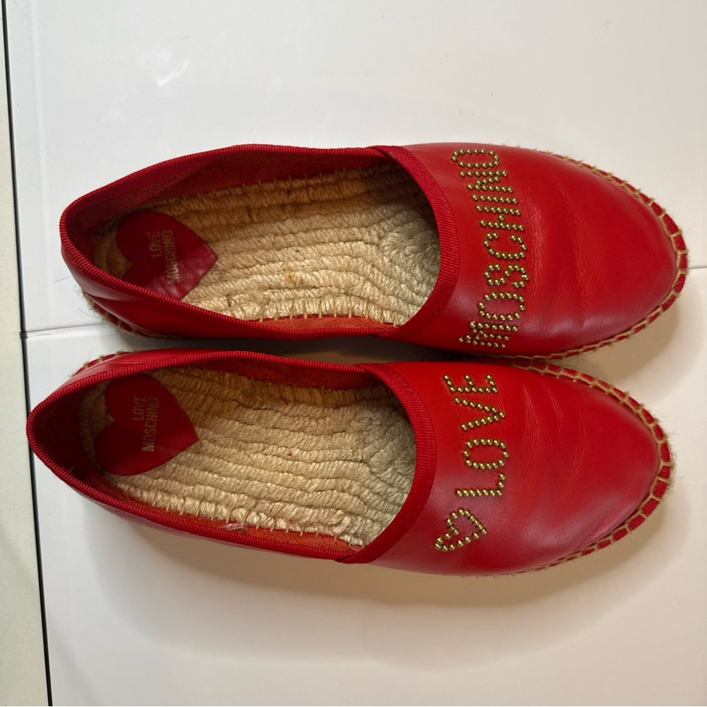Moschino Red and Gold Espadrilles